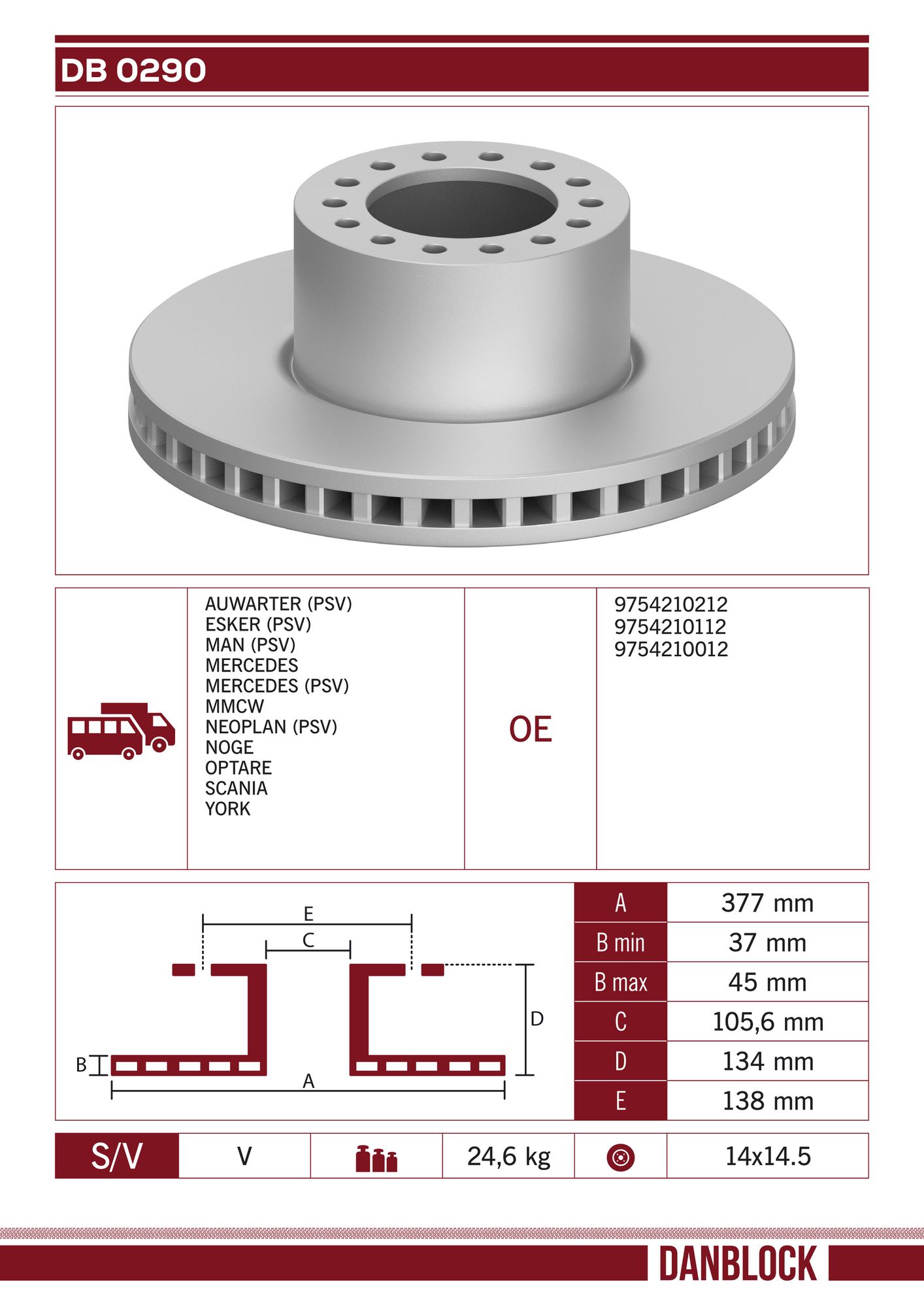 Disc frana DB 0290 DANBLOCK